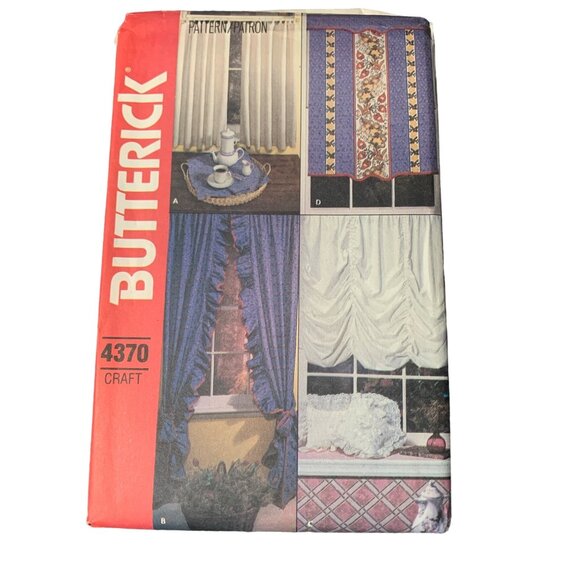 Butterick 4370 Craft Window Treatments Curtains Sewing Pattern uncut - Picture 1 of 2